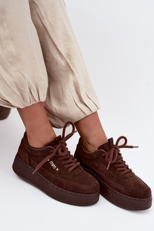 Baskets en daim avec plateforme en chocolat Teysa