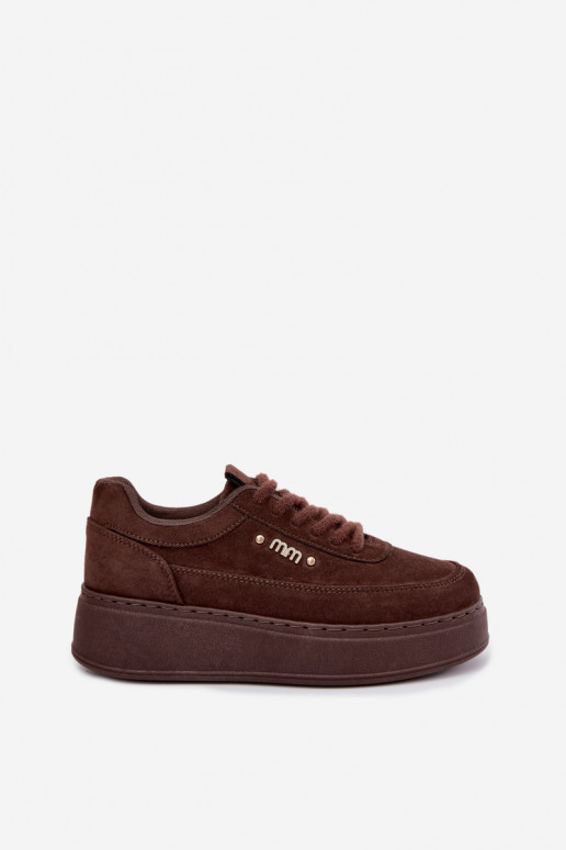 Baskets en daim avec plateforme en chocolat Teysa