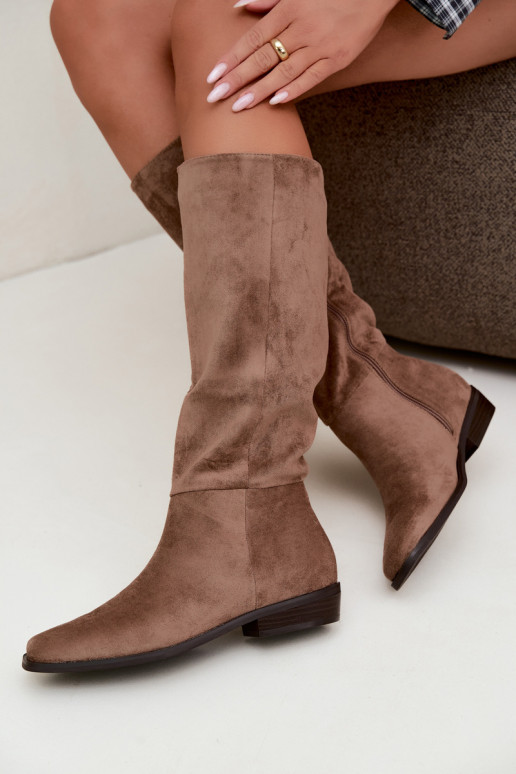 Bottes hautes pour femmes à petit talon en sable Feretta