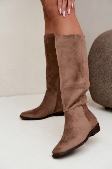 Bottes hautes pour femmes à petit talon en sable Feretta 2