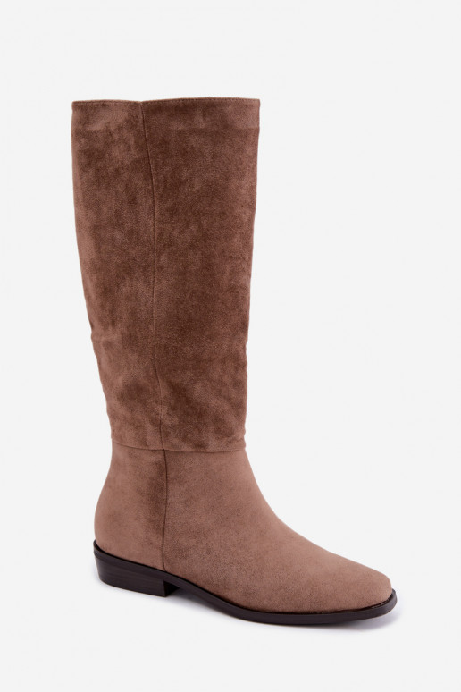 Bottes hautes pour femmes à petit talon en sable Feretta