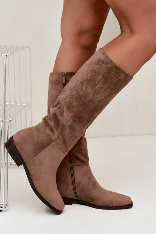 Bottes hautes pour femmes à petit talon en sable Feretta