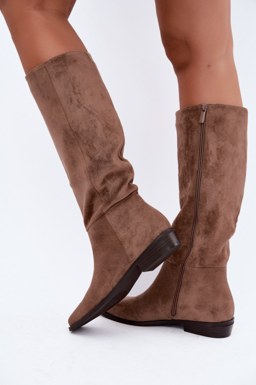 Bottes hautes pour femmes à petit talon en sable Feretta