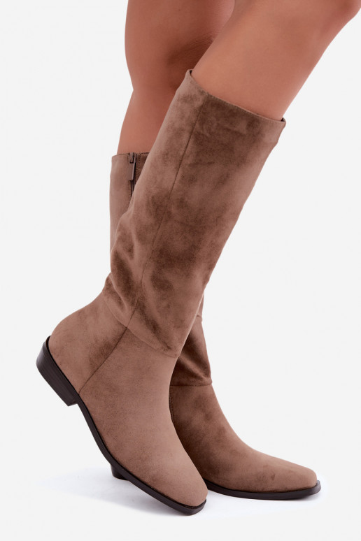 Bottes hautes pour femmes à petit talon en sable Feretta
