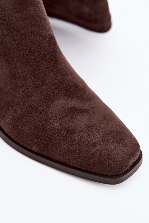 Bottes hautes pour femmes à petit talon en chocolat Feretta