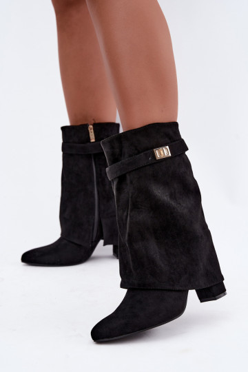Bottines chaudes pour femmes avec talons décorés en noir Luvielle