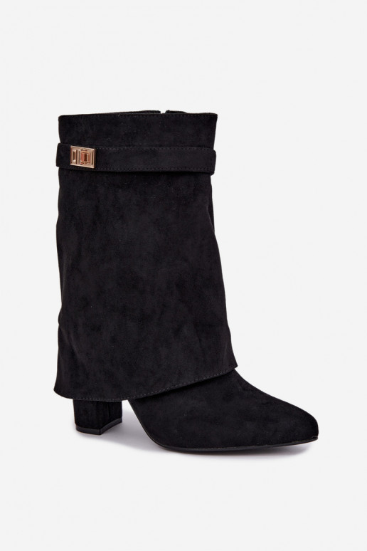 Bottines chaudes pour femmes avec talons décorés en noir Luvielle