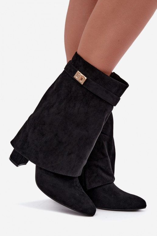 Bottines chaudes pour femmes avec talons décorés en noir Luvielle