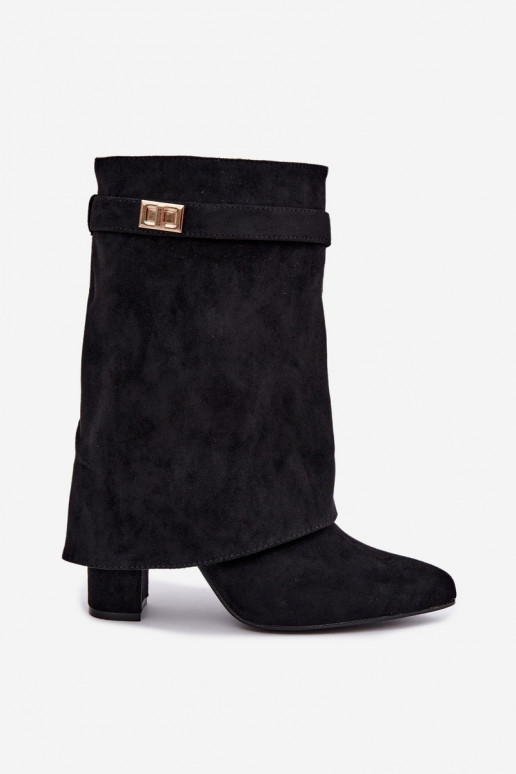 Bottines chaudes pour femmes avec talons décorés en noir Luvielle