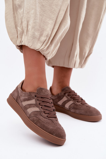 Baskets pour femmes en daim marron Vinceza 95438 2