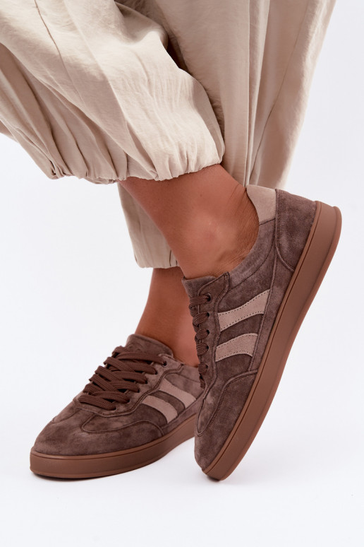 Baskets pour femmes en daim marron Vinceza 95438