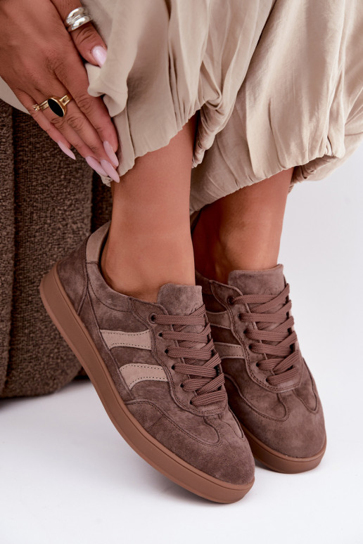 Baskets pour femmes en daim marron Vinceza 95438