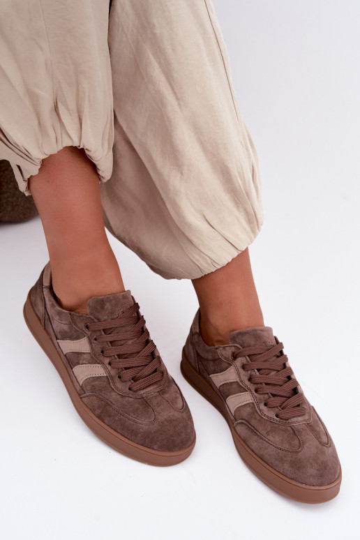 Baskets pour femmes en daim marron Vinceza 95438