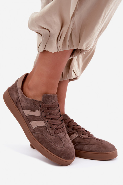 Baskets pour femmes en daim marron Vinceza 95438
