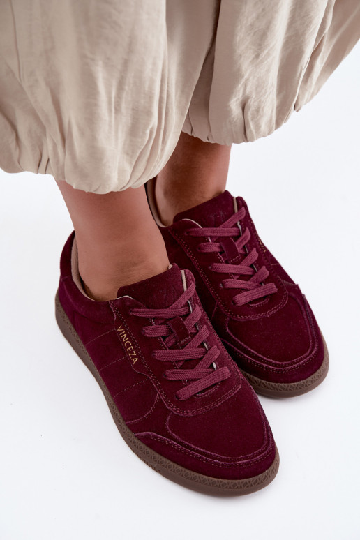 Baskets pour femmes en daim bordeaux Vinceza 79635