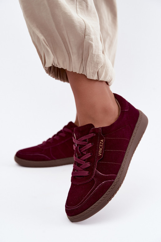Baskets pour femmes en daim bordeaux Vinceza 79635