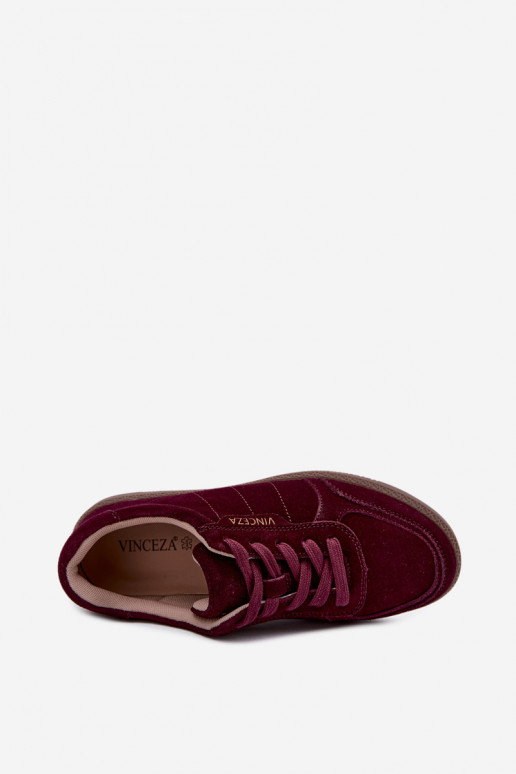 Baskets pour femmes en daim bordeaux Vinceza 79635