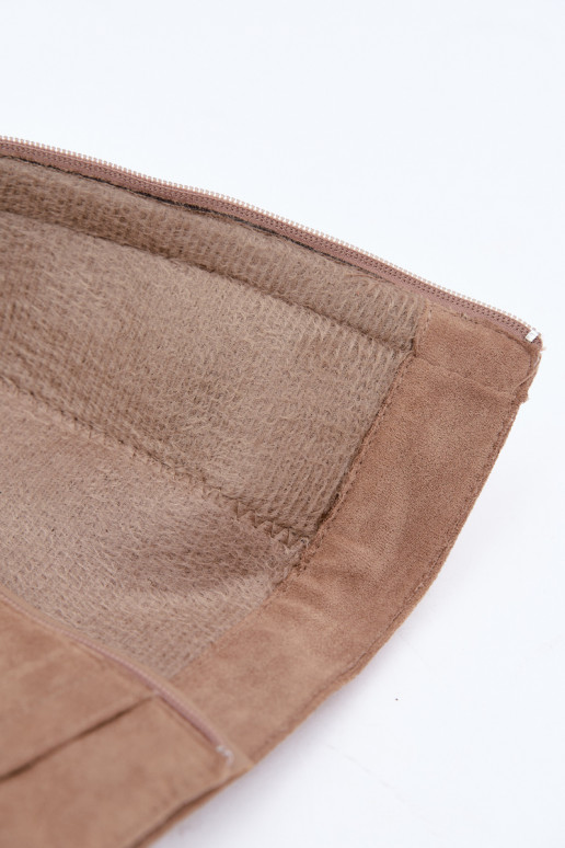 Bottes hautes pour femmes avec tige cousue et talons sable Salia