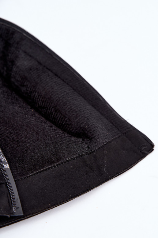 Bottes hautes pour femmes avec tige cousue et talons noirs Salia