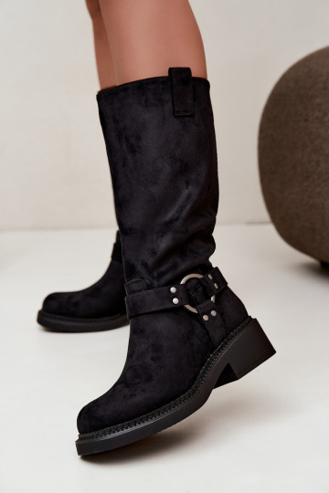 Bottes hautes pour femmes avec détails décoratifs en noir Morla 2