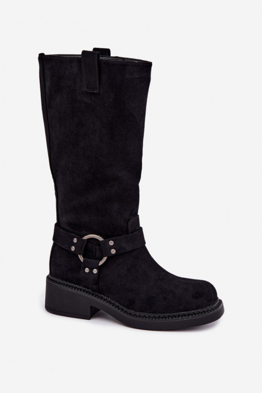 Bottes hautes pour femmes avec détails décoratifs en noir Morla