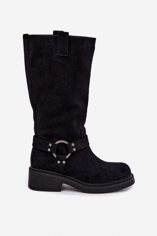 Bottes hautes pour femmes avec détails décoratifs en noir Morla
