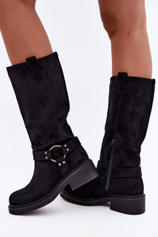 Bottes hautes pour femmes avec détails décoratifs en noir Morla
