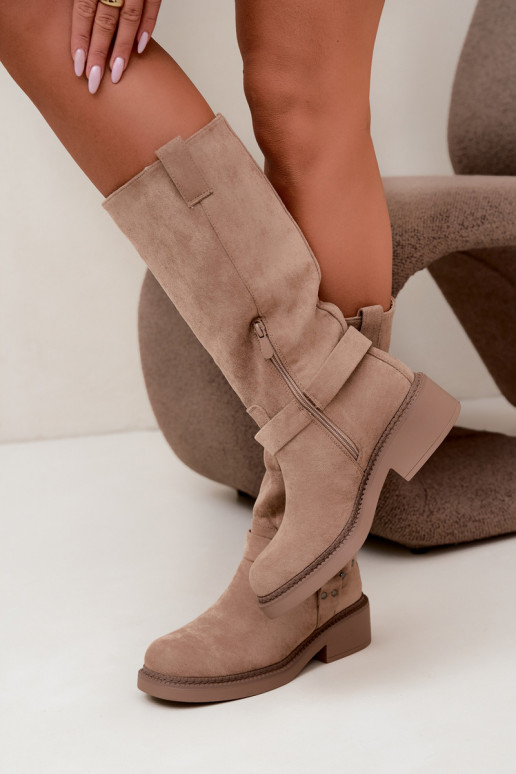 Bottes hautes pour femmes avec détails décoratifs en sable Morla