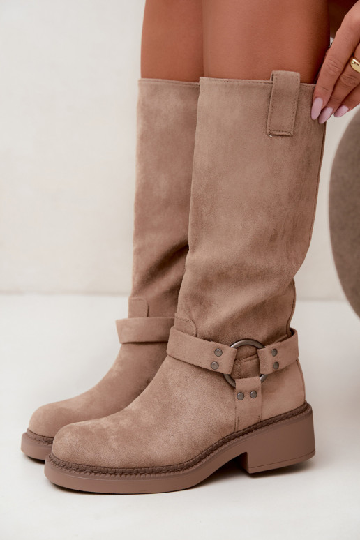 Bottes hautes pour femmes avec détails décoratifs en sable Morla