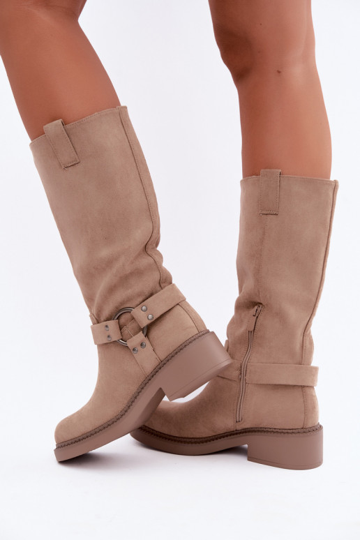 Bottes hautes pour femmes avec détails décoratifs en sable Morla