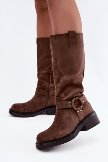 Bottes hautes pour femmes avec détails décoratifs en brun Morla 2