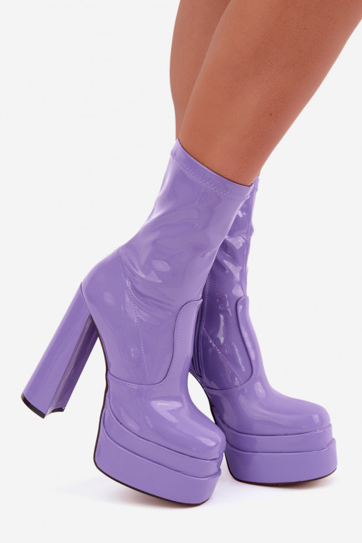Bottines vernies avec plateforme en violet Lotisha