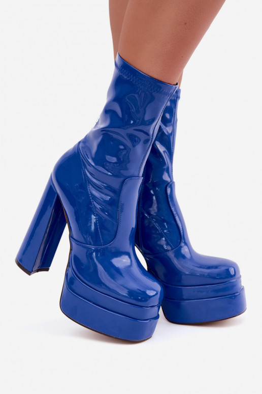 Bottines vernies avec plateforme en bleu marine Lotisha