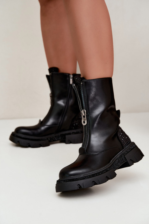 Bottines isolées pour femmes avec décoration en noir Inenia