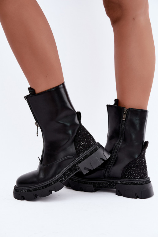 Bottines isolées pour femmes avec décoration en noir Inenia