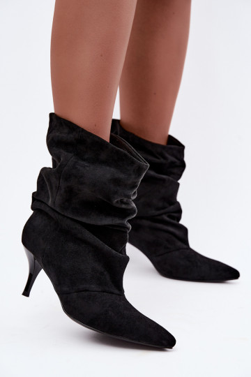 Bottines slouchy pour femmes avec talons fins en noir Harissa 2