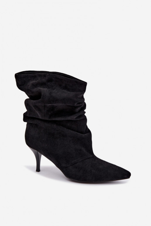Bottines slouchy pour femmes avec talons fins en noir Harissa