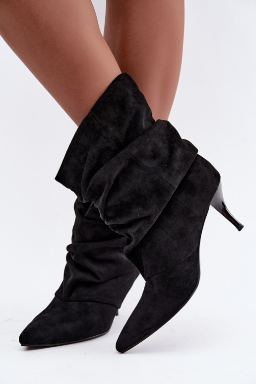 Bottines slouchy pour femmes avec talons fins en noir Harissa
