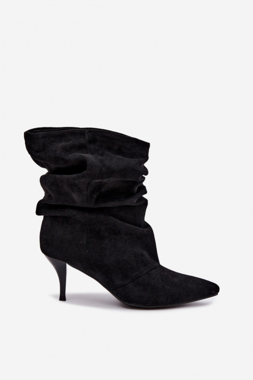 Bottines slouchy pour femmes avec talons fins en noir Harissa