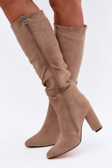 Bottes hautes pour femmes isolées avec talons et volants en sable Imelia 2