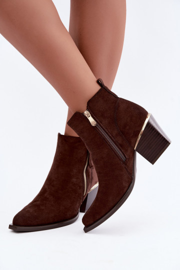 Bottines style cowboy avec fermeture éclair décorative, chocolat Jarelia