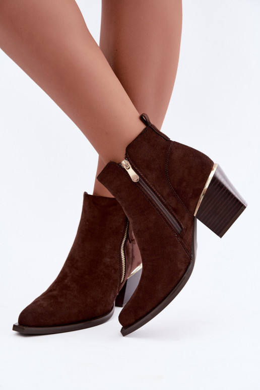 Bottines style cowboy avec fermeture éclair décorative, chocolat Jarelia