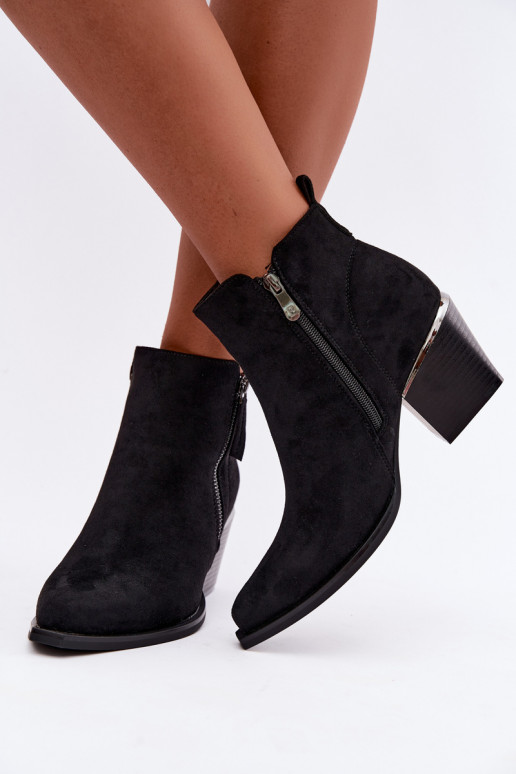 Bottines style cowboy avec fermeture éclair décorative, noir Jarelia
