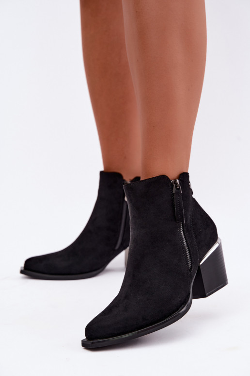 Bottines style cowboy avec fermeture éclair décorative, noir Jarelia