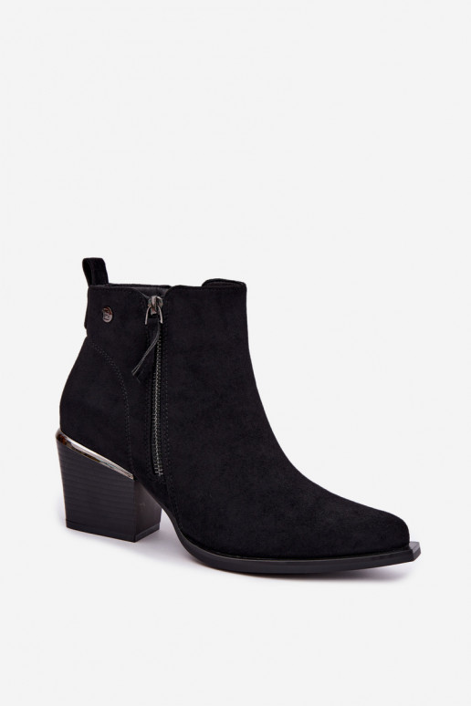 Bottines style cowboy avec fermeture éclair décorative, noir Jarelia