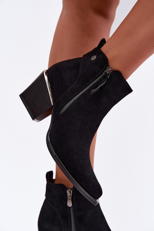 Bottines style cowboy avec fermeture éclair décorative, noir Jarelia
