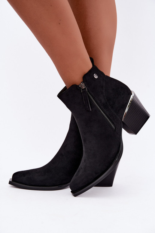 Bottines style cowboy avec fermeture éclair décorative, noir Jarelia