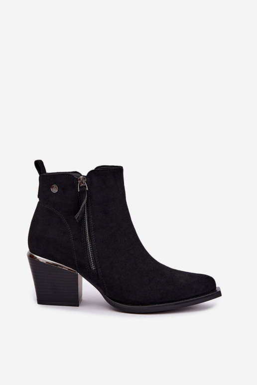 Bottines style cowboy avec fermeture éclair décorative, noir Jarelia