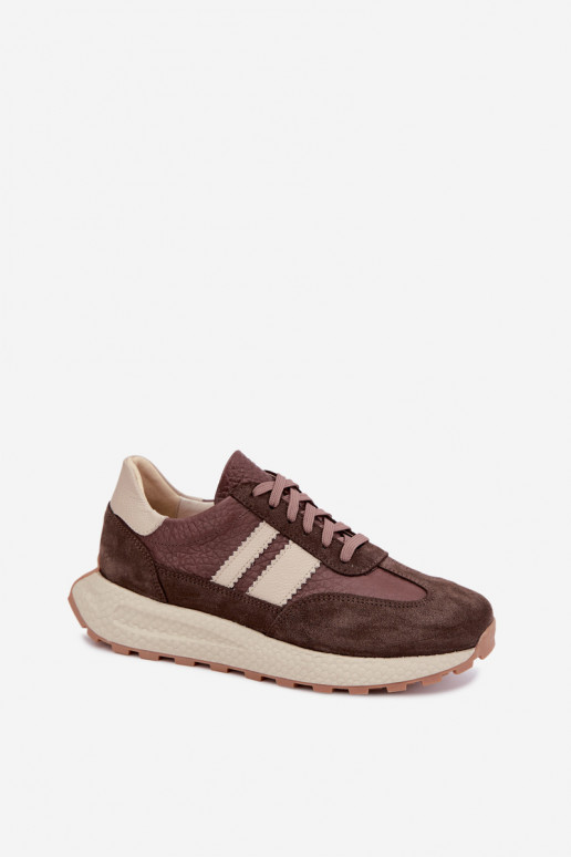Baskets en daim synthétique avec plateforme Zazoo N1291, chocolat
