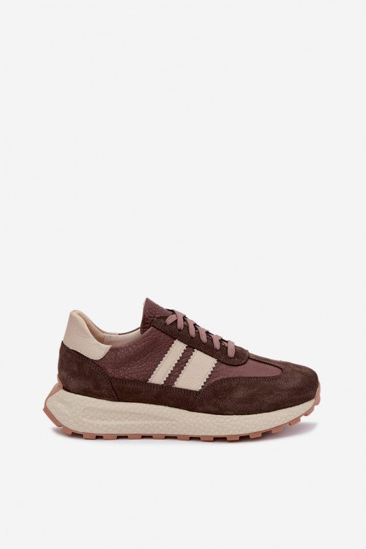 Baskets en daim synthétique avec plateforme Zazoo N1291, chocolat